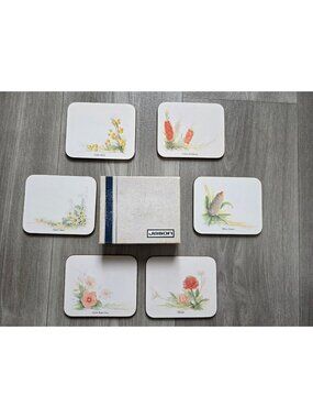 Jason Set Of 6 Australian Wildflower Cork-Backed Coasters With Box